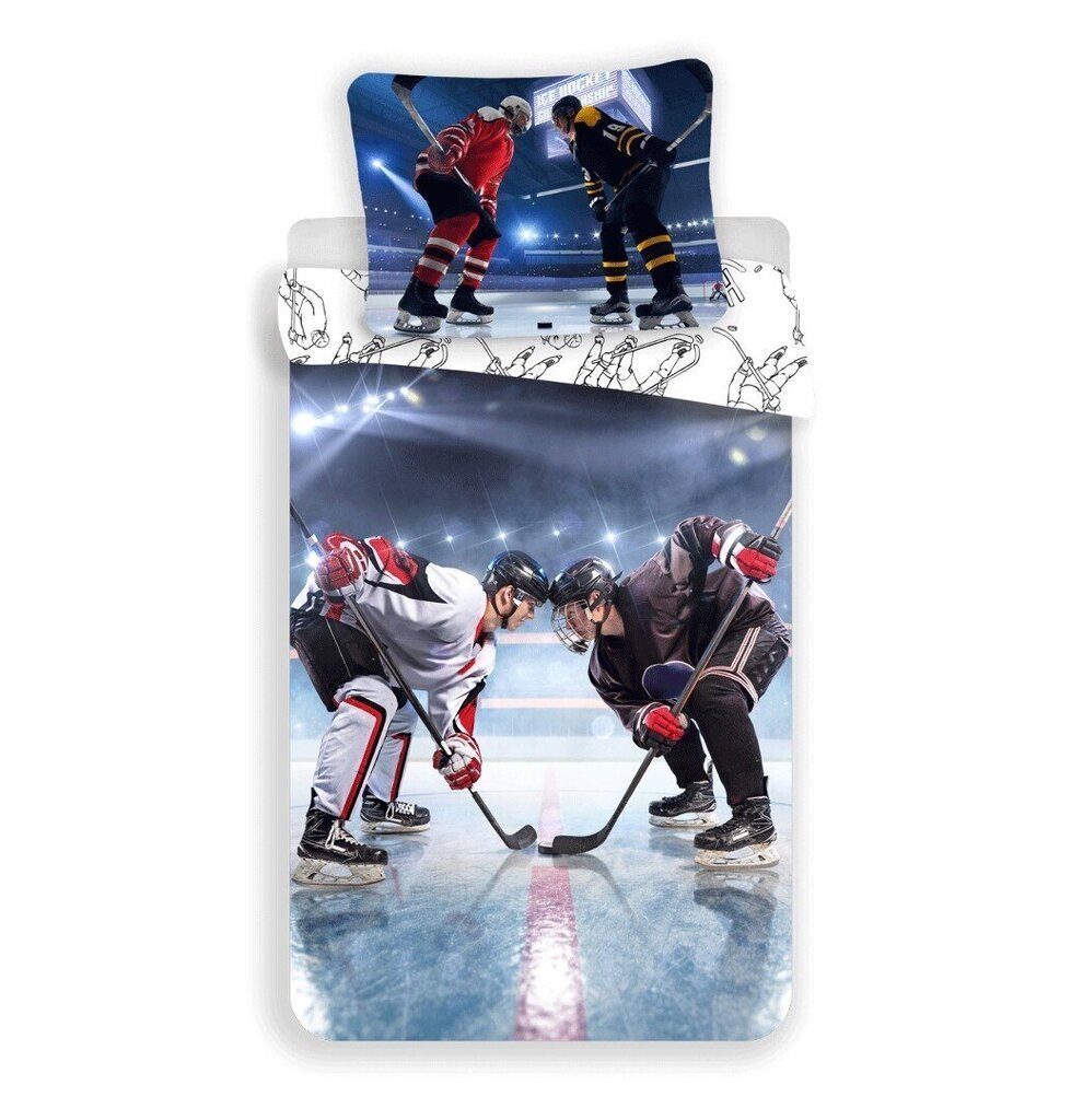 Ice Hockey -pussilakanasetti, 140 x 200 cm + 1 tyynyliina 70 x 90 cm hinta ja tiedot | Vuodevaatteet lapsille | hobbyhall.fi