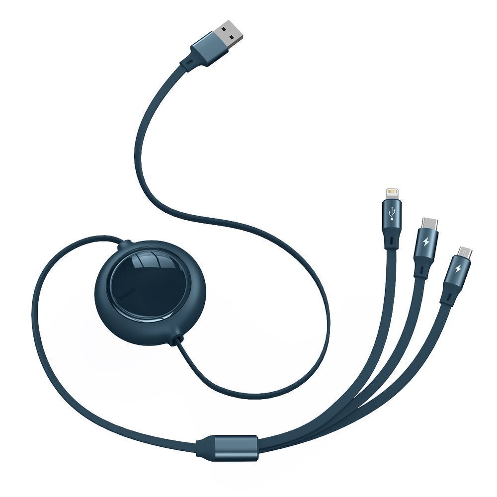 Baseus BSU2725BLU, USB - USB Typ C / Lightning / micro USB 3,5 A, 1,2 m kaapeli hinta ja tiedot | Puhelinkaapelit | hobbyhall.fi