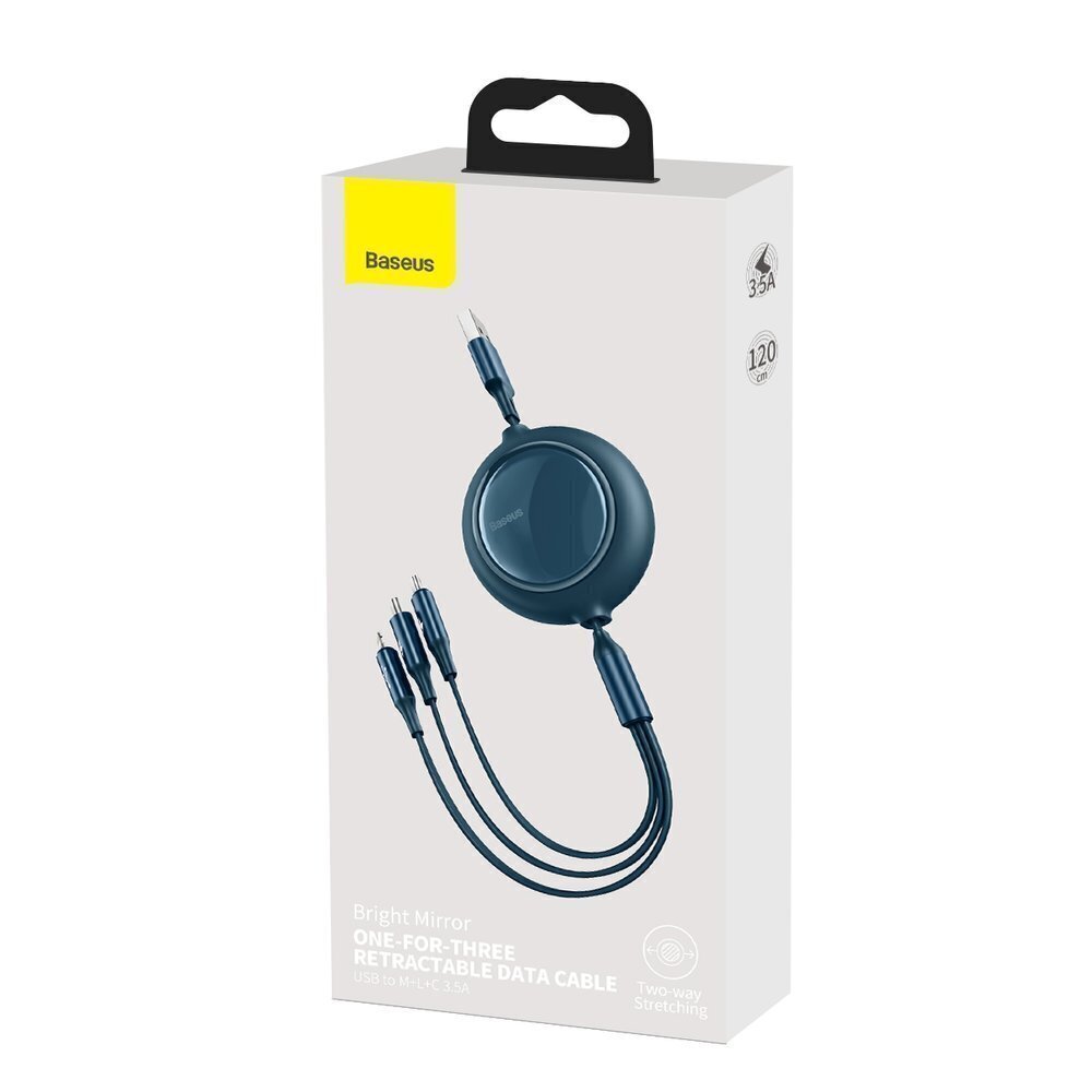 Baseus BSU2725BLU, USB - USB Typ C / Lightning / micro USB 3,5 A, 1,2 m kaapeli hinta ja tiedot | Puhelinkaapelit | hobbyhall.fi