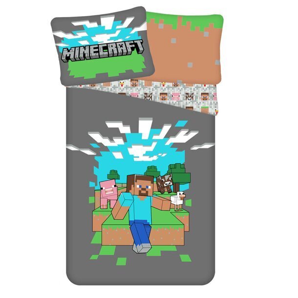 Pussilakanasetti Minecraft 140x200 + tyynyliina 70 x 90 cm hinta ja tiedot | Vuodevaatteet lapsille | hobbyhall.fi