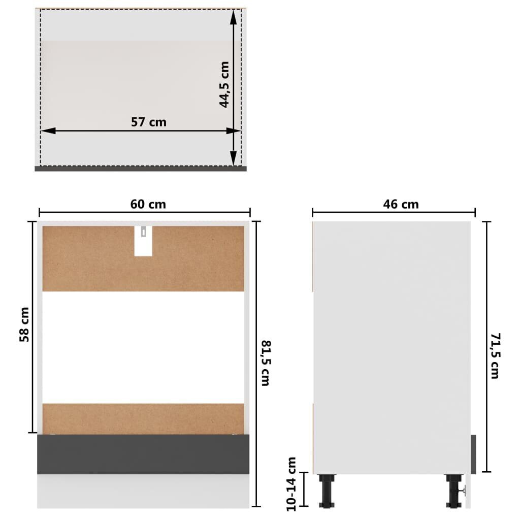 Uunikaappi harmaa 60x46x81,5 cm lastulevy hinta ja tiedot | Keittiön kaapit | hobbyhall.fi