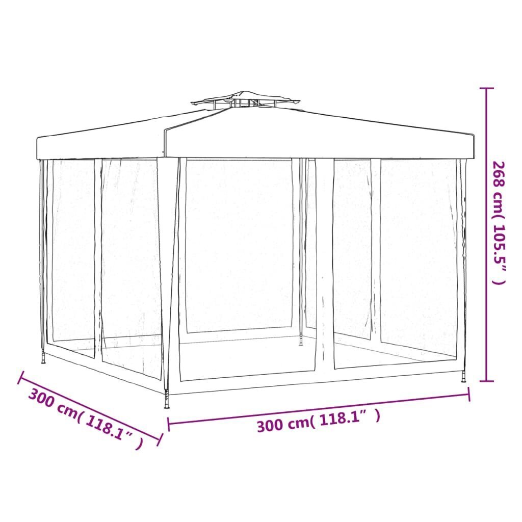 Huvimaja kaksoiskatolla antrasiitti 3x3x2,68 m kangas hinta ja tiedot | Puutarhapaviljongit | hobbyhall.fi