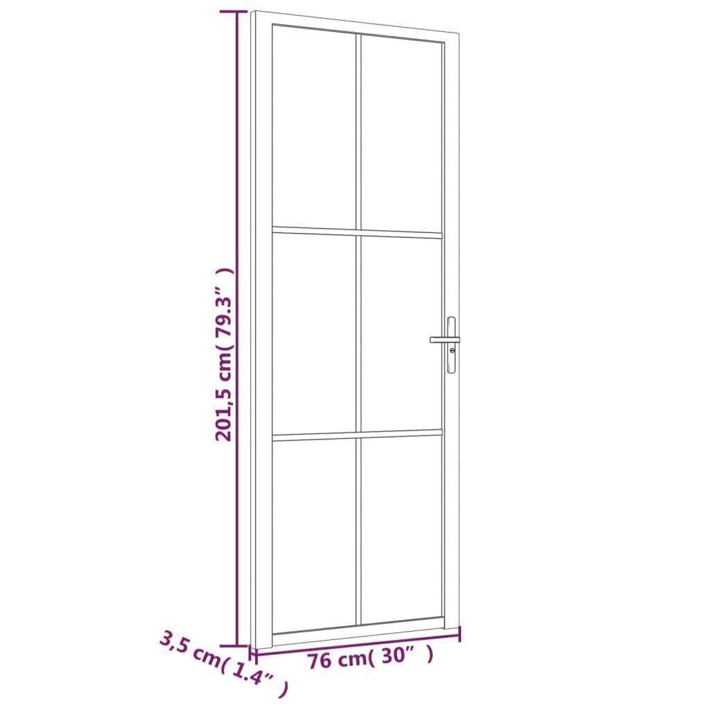 Sisäovi 76x201,5 cm valkoinen mattalasi ja alumiini hinta ja tiedot | Sisäovet | hobbyhall.fi