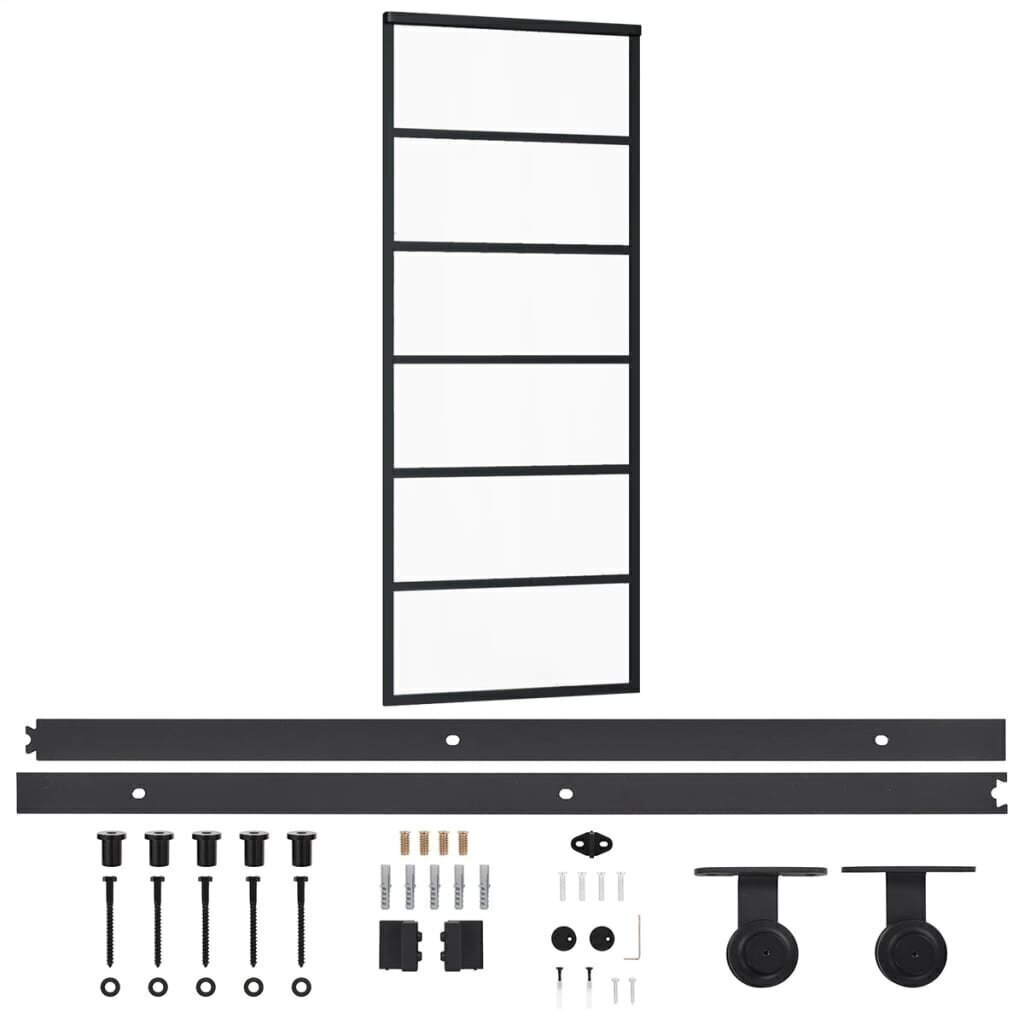 Liukuovi asennustarvikkeilla ESG lasi ja alumiini 76x205 cm hinta ja tiedot | Sisäovet | hobbyhall.fi