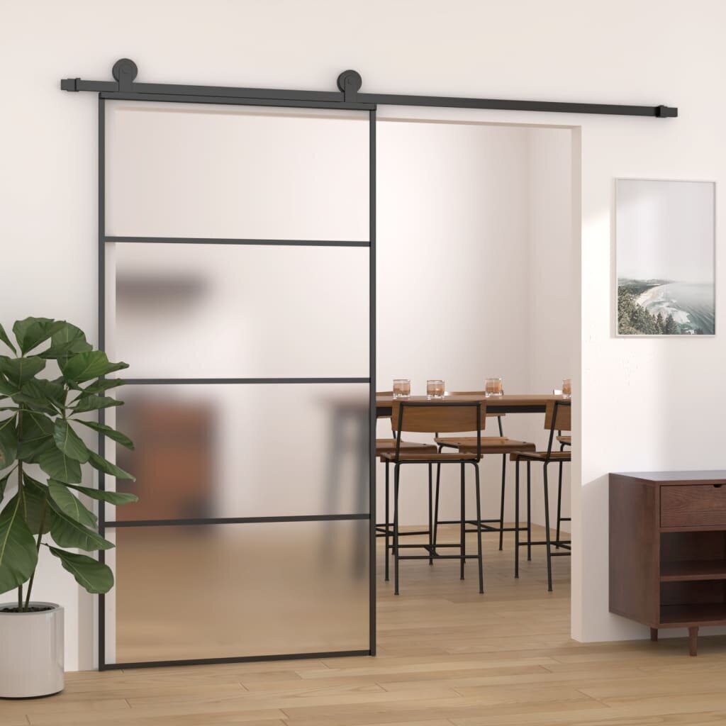 Liukuovi ESG-huurrelasi ja alumiini 102,5x205 cm musta hinta ja tiedot | Sisäovet | hobbyhall.fi