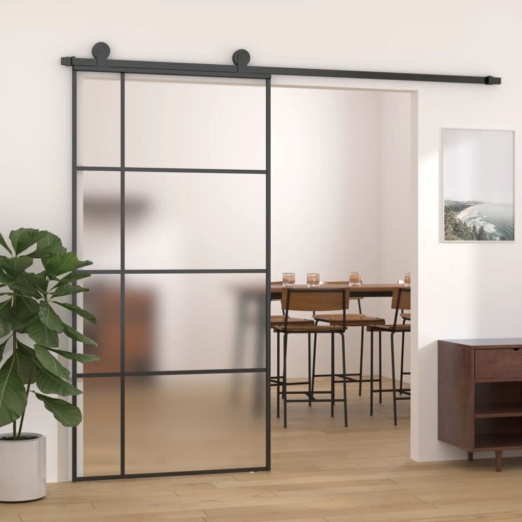 Liukuovi ESG-huurrelasi ja alumiini 102,5x205 cm musta hinta ja tiedot | Sisäovet | hobbyhall.fi