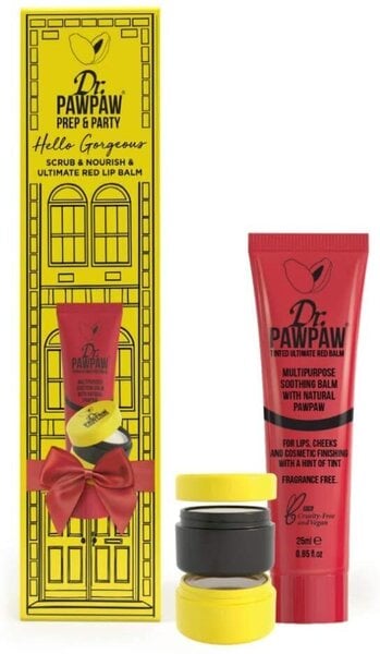 Dr PawPaw Prep & Party -huultenhoitosetti: huulirasva 25 ml + huulikuorinta 16 g