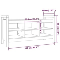 Eteisen penkki 110x40x60 cm täysi mänty hinta ja tiedot | Kenkäkaapit ja -hyllyt | hobbyhall.fi