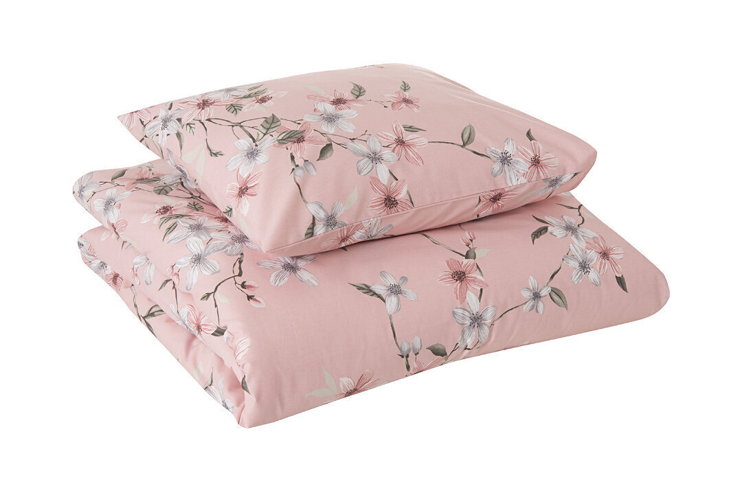 Tekstiilikompanii Blossom - pussilakanasetti, vaaleanpunainen, 200 x 210 cm + 2 tyynyliina 50 x 60 cm hinta ja tiedot | Pussilakanat | hobbyhall.fi