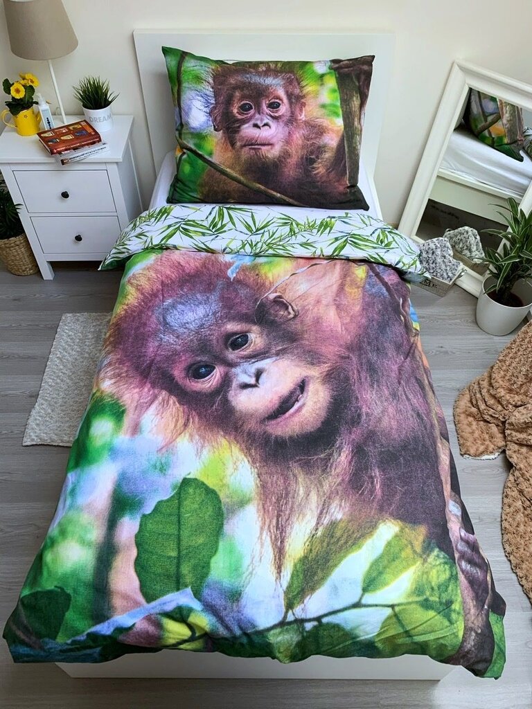 Vuodevaatesetti Orangutan, 140 x 200 cm + tyynyliina 70 x 90 cm. hinta ja tiedot | Pussilakanat | hobbyhall.fi