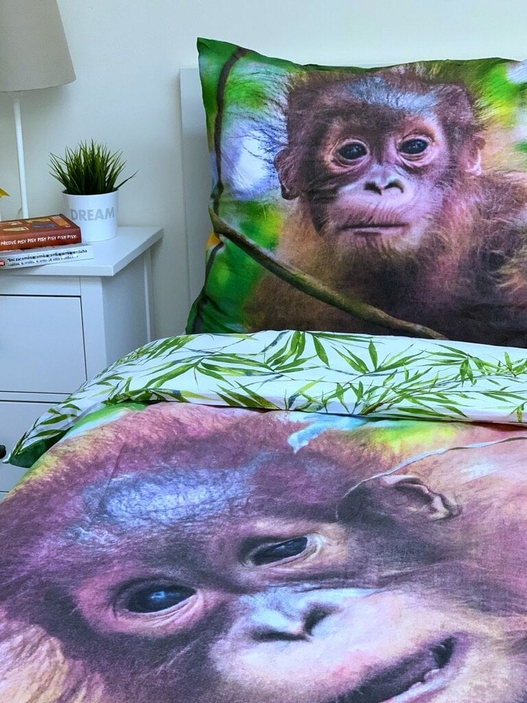 Vuodevaatesetti Orangutan, 140 x 200 cm + tyynyliina 70 x 90 cm. hinta ja tiedot | Pussilakanat | hobbyhall.fi