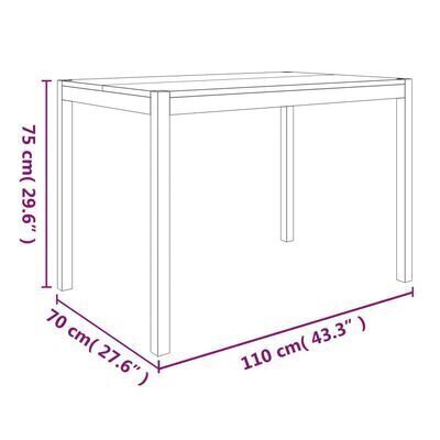 Ruokapöytä 110x70x75 cm täysi akasiapuu hinta ja tiedot | Ruokapöydät | hobbyhall.fi