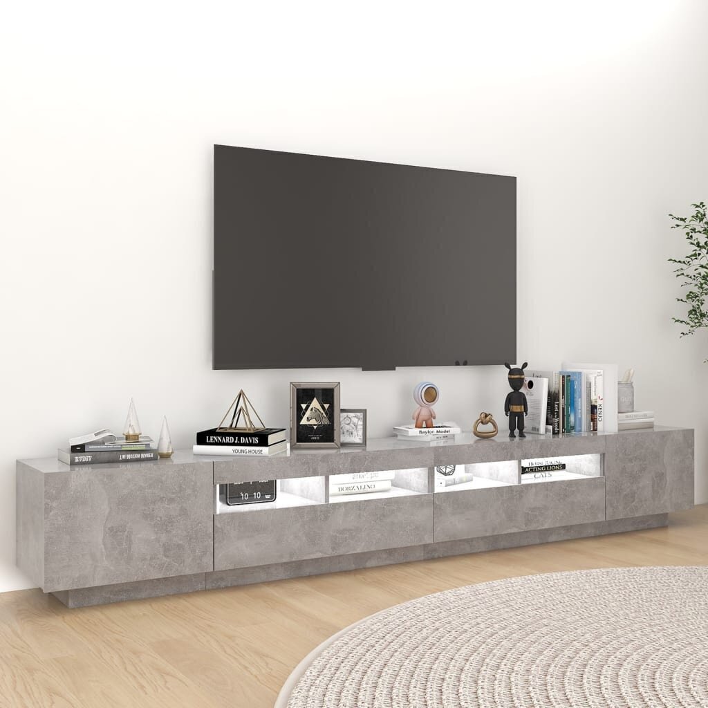 TV-taso LED-valoilla betoninharmaa 260x35x40 cm hinta ja tiedot | TV-tasot | hobbyhall.fi