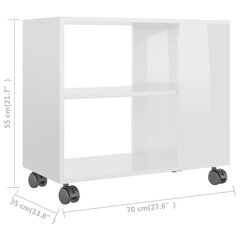 Sivupöytä korkeakiilto valkoinen 70x35x55 cm tekninen puu hinta ja tiedot | Sohvapöydät | hobbyhall.fi