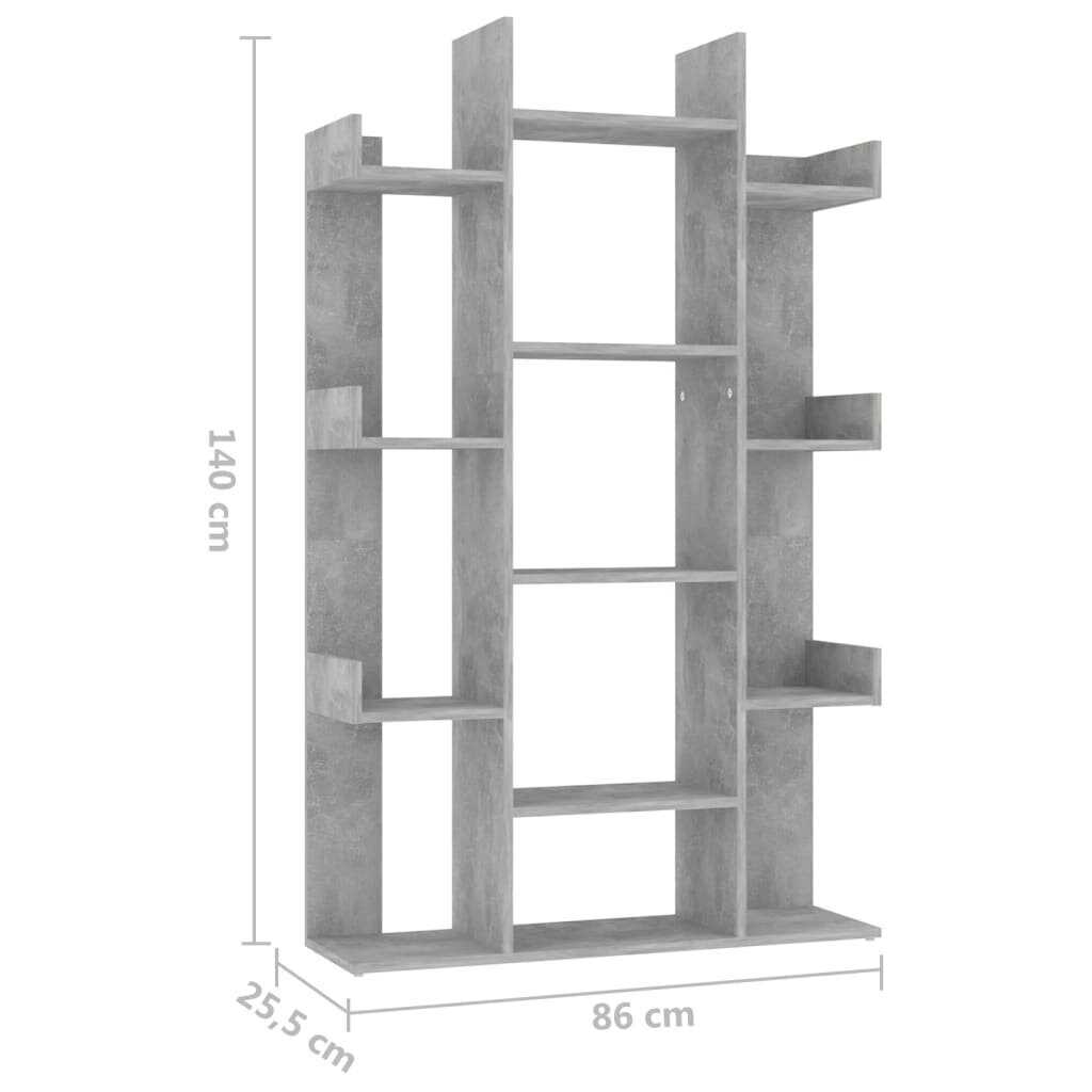 Kirjahylly betoninharmaa 86x25,5x140 cm lastulevy hinta ja tiedot | Hyllyt | hobbyhall.fi