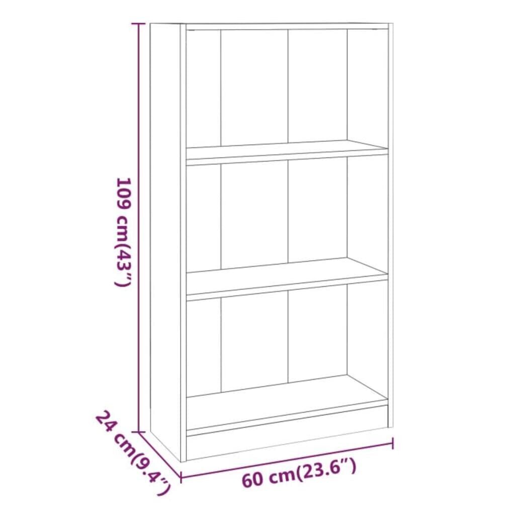 Kirjahylly ruskea tammi 60x24x109 cm tekninen puu hinta ja tiedot | Hyllyt | hobbyhall.fi