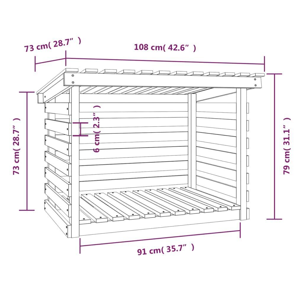 Polttopuuteline harmaa 108x73x79 cm täysi mänty hinta ja tiedot | Takka- ja uunitarvikkeet | hobbyhall.fi