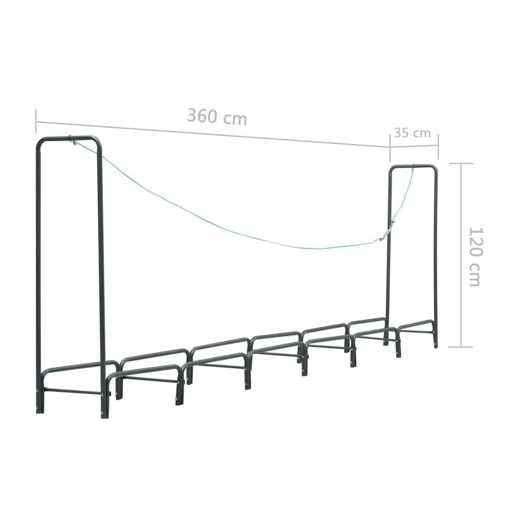 Polttopuuteline antrasiitti 360x35x120 cm teräs hinta ja tiedot | Takka- ja uunitarvikkeet | hobbyhall.fi