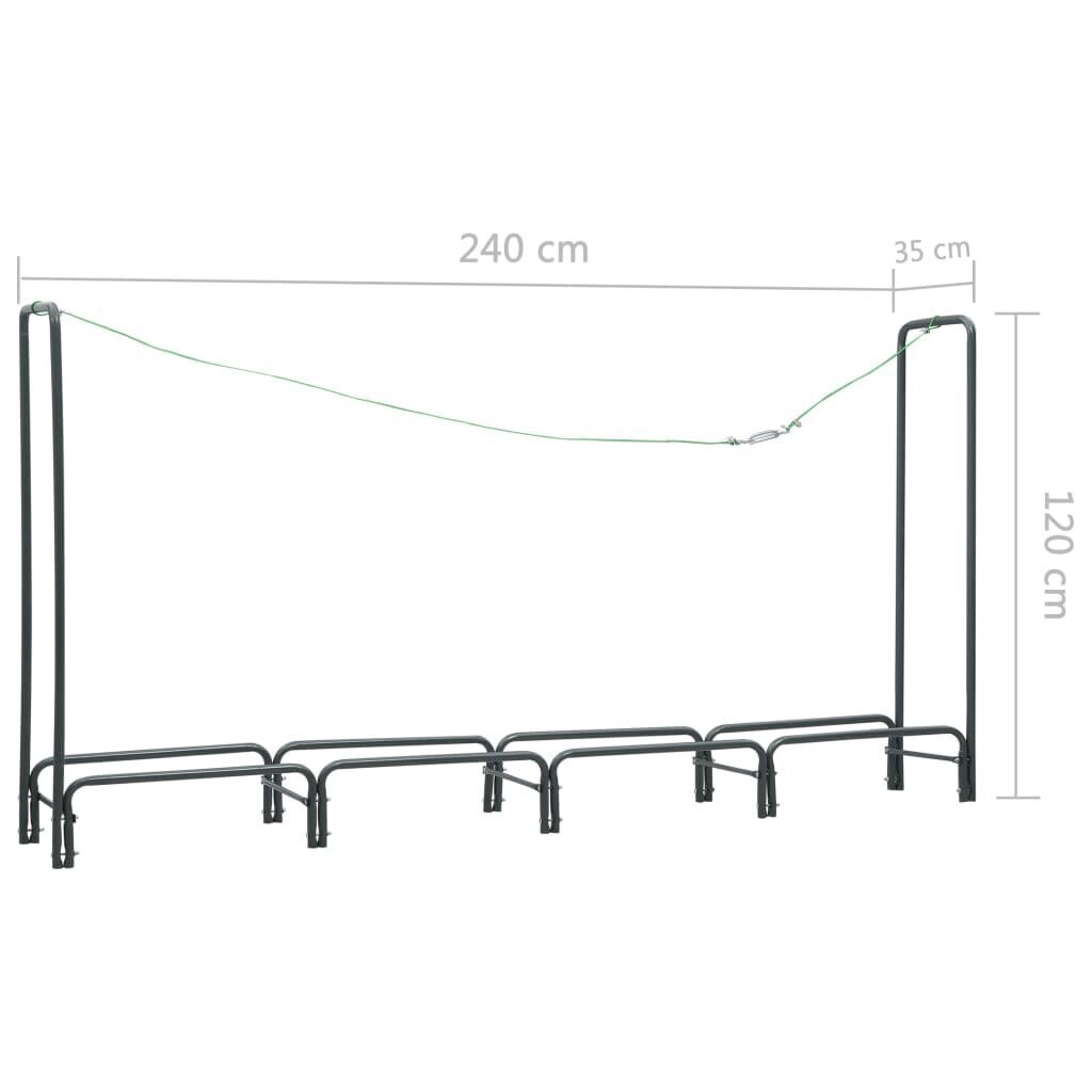 Polttopuuteline antrasiitti 240x35x120 cm teräs hinta ja tiedot | Takka- ja uunitarvikkeet | hobbyhall.fi