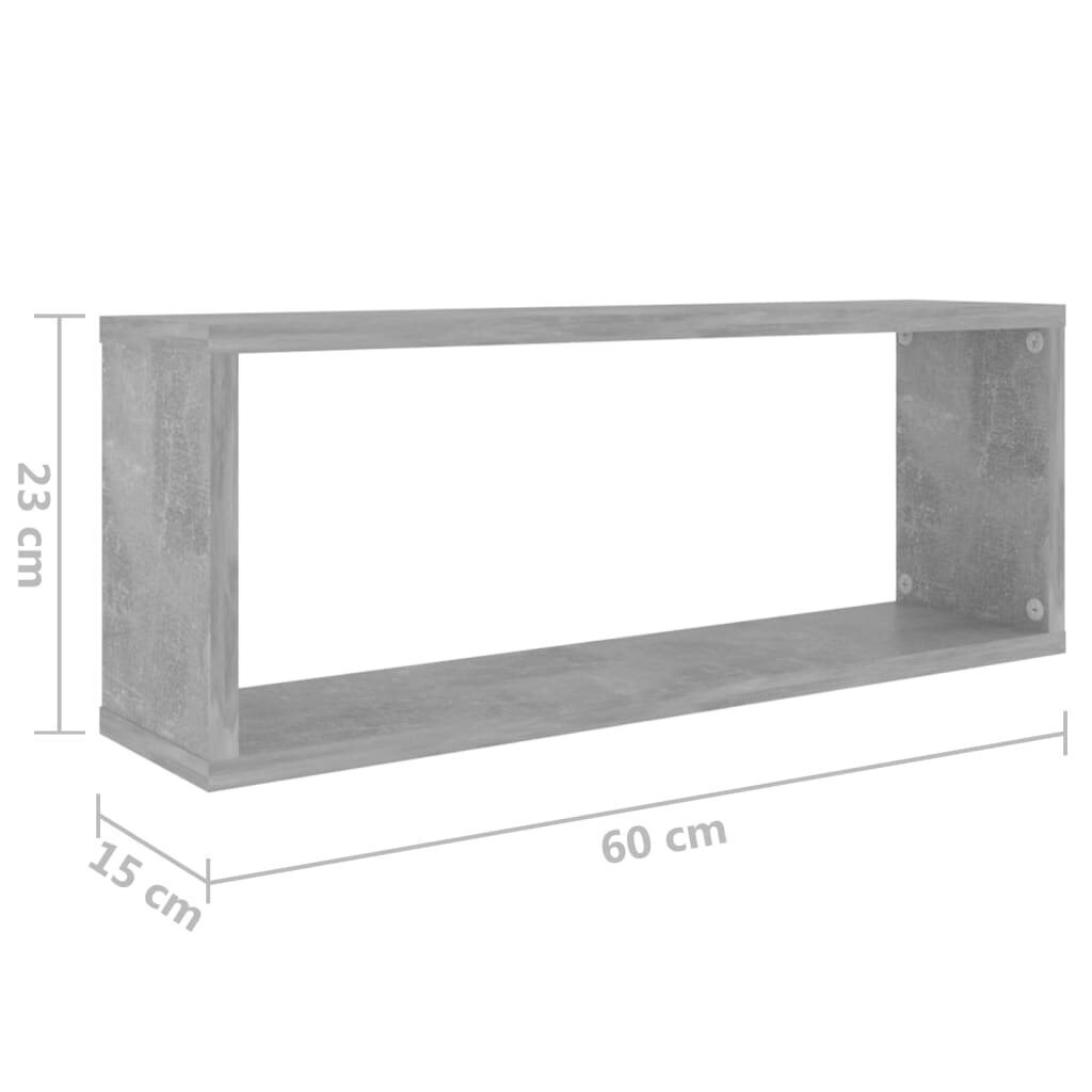 Kuutioseinähyllyt 6 kpl betoninharmaa 60x15x23 cm lastulevy hinta ja tiedot | Hyllyt | hobbyhall.fi