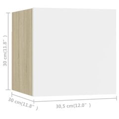 Seinäkiinnitettävät TV-tasot 8 kpl valkoinen/tammi 30,5x30x30cm hinta ja tiedot | TV-tasot | hobbyhall.fi