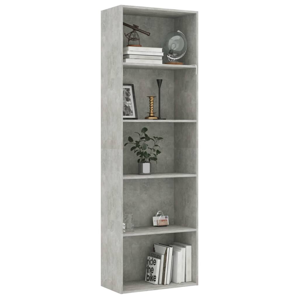 5-tasoinen kirjahylly betoninharmaa 60x30x189 cm lastulevy hinta ja tiedot | Hyllyt | hobbyhall.fi