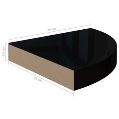 Kelluva kulmahylly korkeakiilto musta 25x25x3,8 cm MDF hinta ja tiedot | Hyllyt | hobbyhall.fi