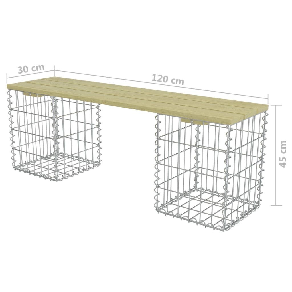 Gabion-penkki, 120cm, vihreä hinta ja tiedot | Puutarhapenkit | hobbyhall.fi