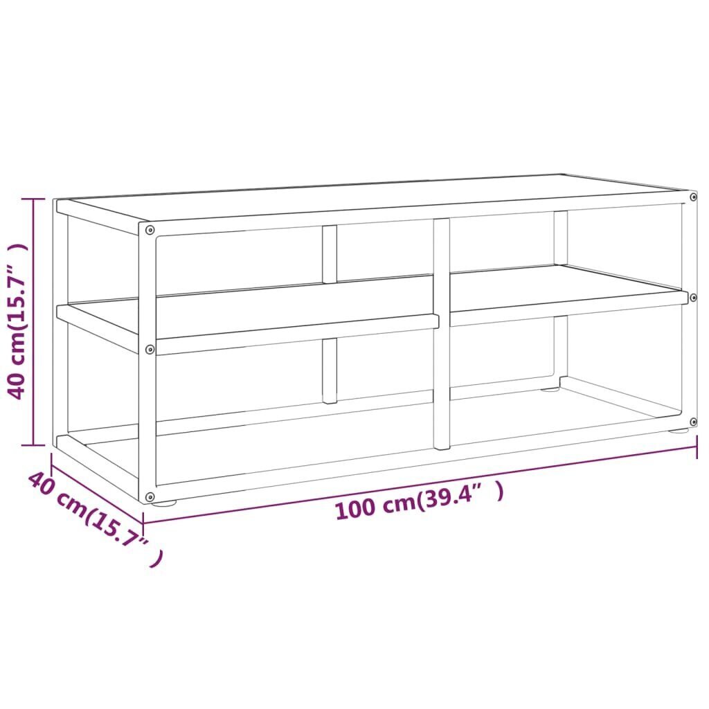 TV-taso musta valkoisella marmorilasilla 100x40x40 cm hinta ja tiedot | TV-tasot | hobbyhall.fi