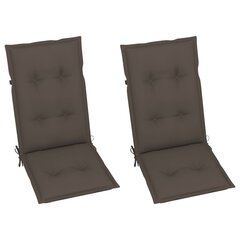Puutarhatuolit taupe-tyynyillä, 2 kpl, ruskea hinta ja tiedot | Puutarhatuolit | hobbyhall.fi
