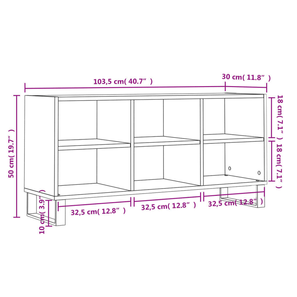 TV-taso valkoinen 103,5x30x50 cm tekninen puu hinta ja tiedot | TV-tasot | hobbyhall.fi