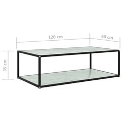 Sohvapöytä valkoinen 120x60x35 cm karkaistu lasi hinta ja tiedot | Sohvapöydät | hobbyhall.fi