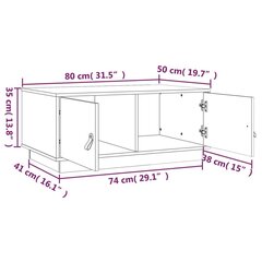 Sohvapöytä harmaa 80x50x35 cm täysi mänty hinta ja tiedot | Sohvapöydät | hobbyhall.fi