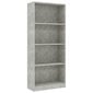 4-tasoinen kirjahylly betoninharmaa 60x24x142 cm lastulevy hinta ja tiedot | Hyllyt | hobbyhall.fi