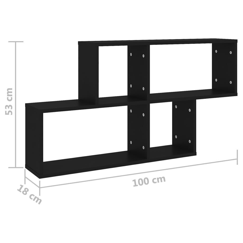 Seinähylly musta 100x18x53 cm lastulevy hinta ja tiedot | Hyllyt | hobbyhall.fi