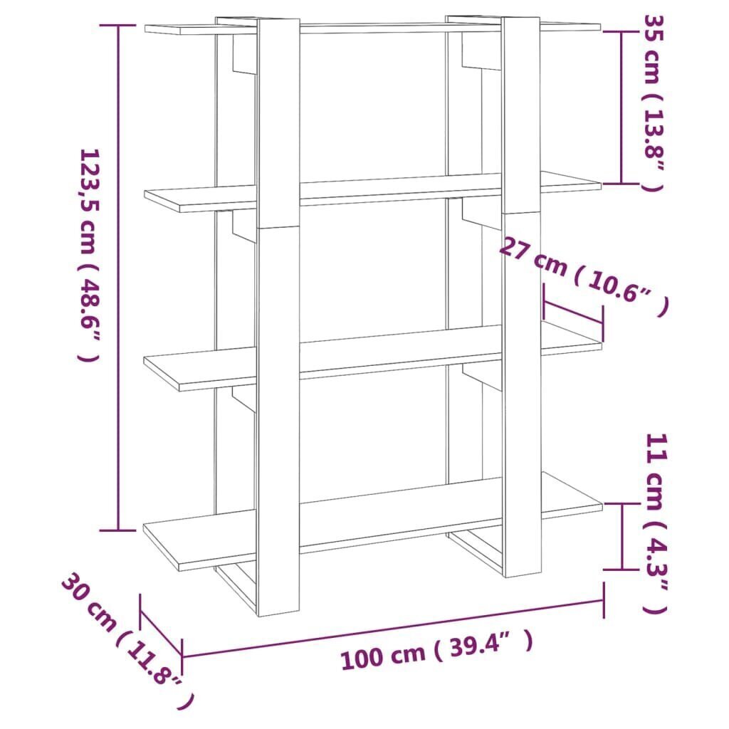 Kirjahylly/tilanjakaja savutammi 100x30x123,5 cm hinta ja tiedot | Hyllyt | hobbyhall.fi