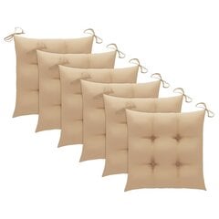 Tuolityynyt, 6 kpl, 50x50x7 cm, beige hinta ja tiedot | Istuintyynyt, pehmusteet ja päälliset | hobbyhall.fi