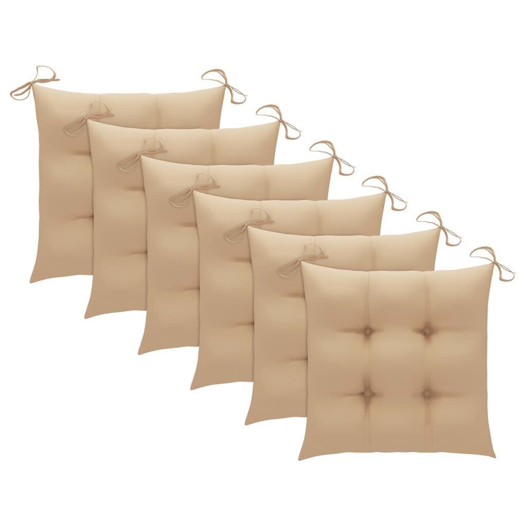 Tuolityynyt, 6 kpl, 50x50x7 cm, beige hinta ja tiedot | Istuintyynyt, pehmusteet ja päälliset | hobbyhall.fi