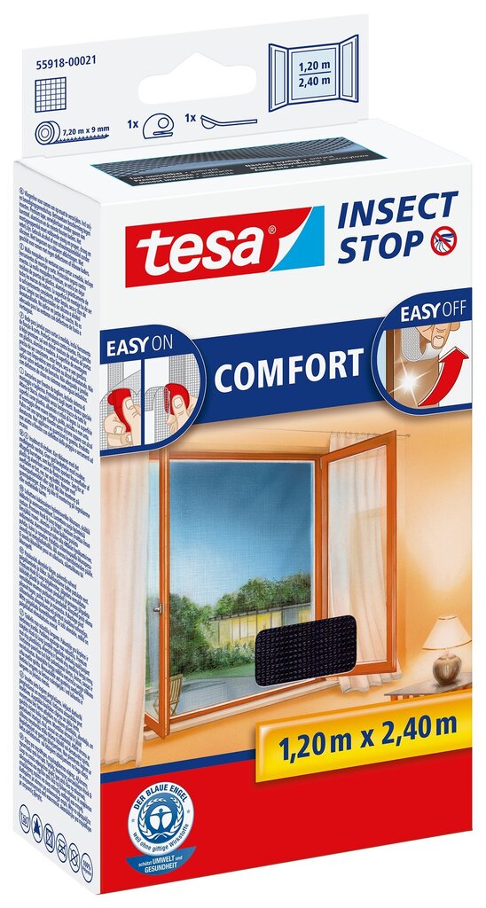 Hyönteisverkko TESA COMFORT musta 1,2mx2,4m hinta ja tiedot | Hyttysverkot | hobbyhall.fi