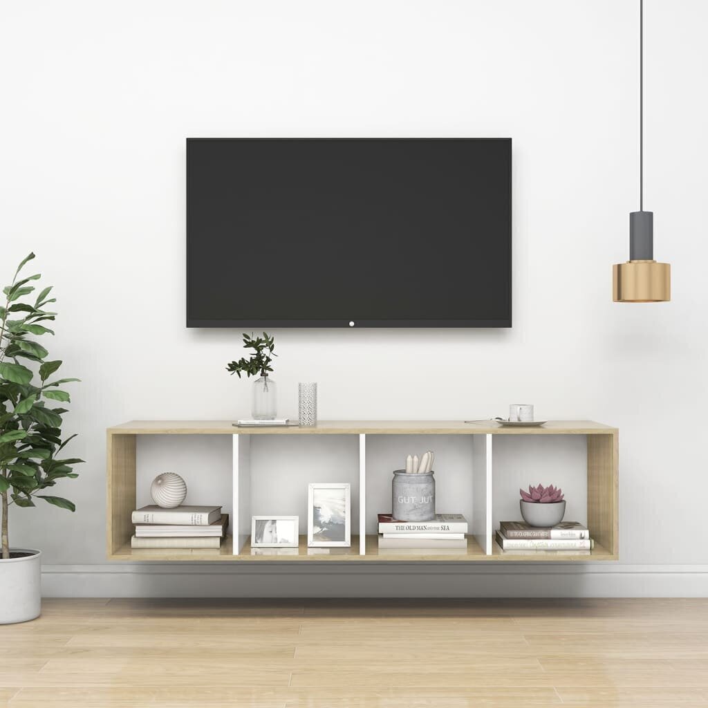 Seinäkiinnitettävä TV-taso tammi ja valk. 37x37x142,5 cm levy hinta ja tiedot | TV-tasot | hobbyhall.fi