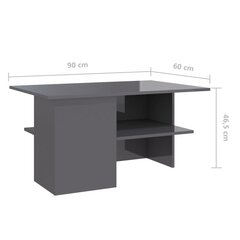 Sohvapöytä korkeakiilto harmaa 90x60x46,5 cm lastulevy hinta ja tiedot | Sohvapöydät | hobbyhall.fi