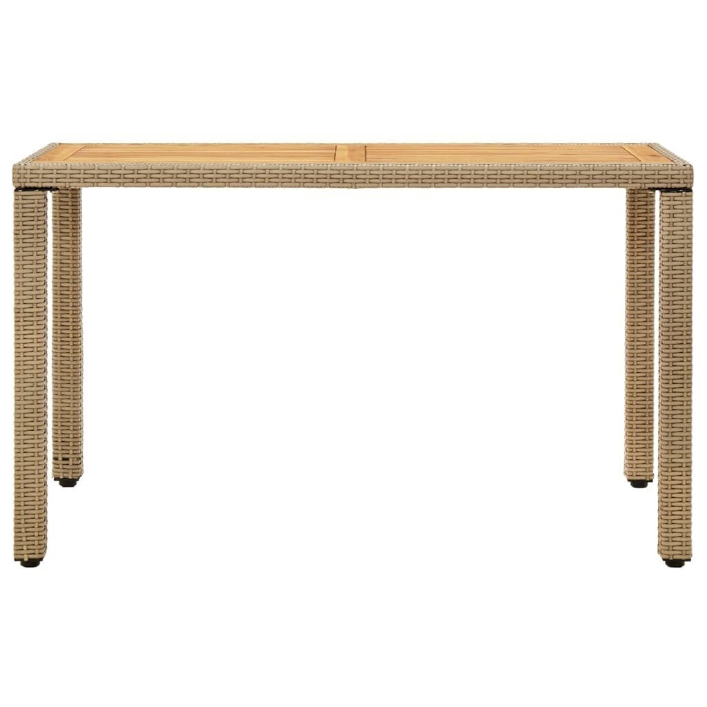 Puutarhapöytä beige 123x60x74 cm polyrottinki ja täyspuu hinta ja tiedot | Puutarhapöydät | hobbyhall.fi