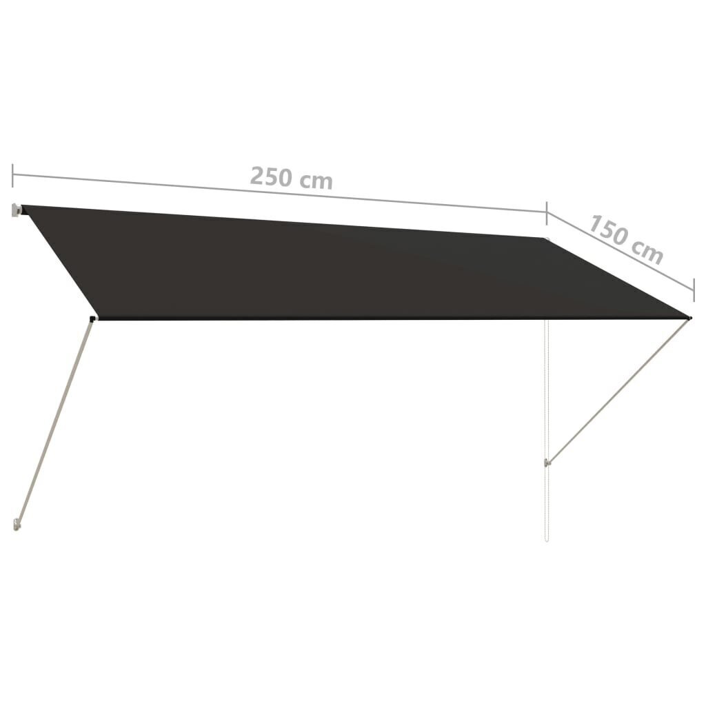 Sisäänkelattava markiisi 250x150 cm antrasiitti hinta ja tiedot | Aurinkovarjot ja markiisit | hobbyhall.fi