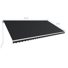 Manuaalisesti sisäänkelattava markiisi 600x300 cm antrasiitti hinta ja tiedot | Aurinkovarjot ja markiisit | hobbyhall.fi