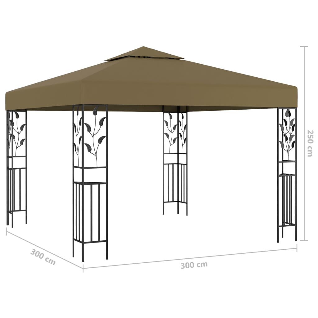 Huvimaja 3x3 m ruskeanharmaa 180 g/m² hinta ja tiedot | Puutarhapaviljongit | hobbyhall.fi