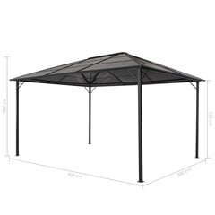 Huvimaja katolla alumiini 4x3x2,6 m musta hinta ja tiedot | Puutarhapaviljongit | hobbyhall.fi