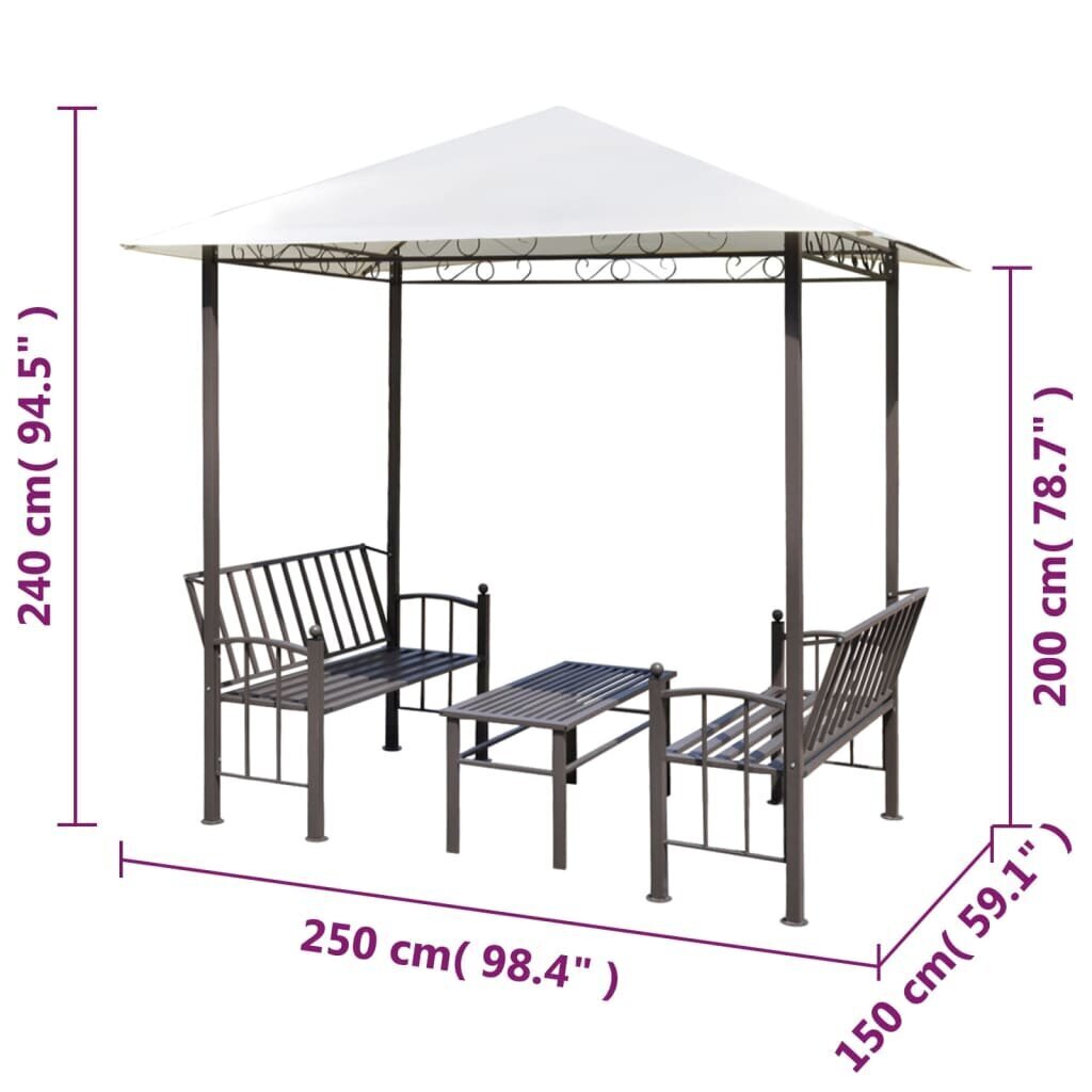 Puutarhapaviljonki pöydällä ja penkeillä, 2,5x1,5x2,4m hinta ja tiedot | Puutarhapaviljongit | hobbyhall.fi