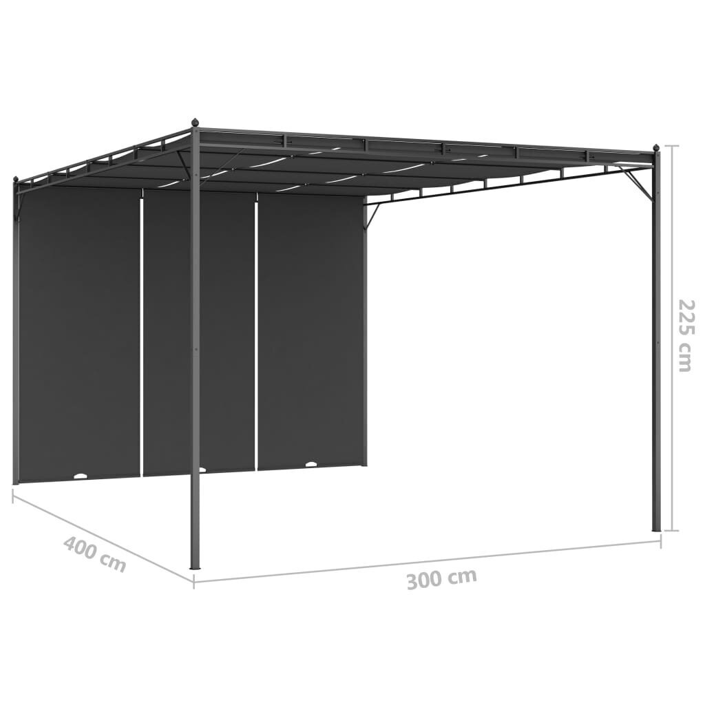 Puutarhan huvimaja sivuverholla 4x3x2,25 cm antrasiitti hinta ja tiedot | Puutarhapaviljongit | hobbyhall.fi