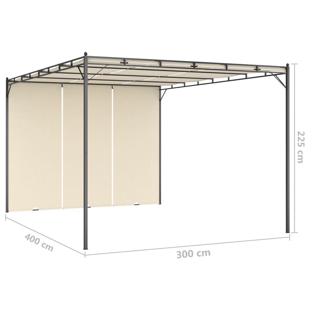 Puutarhan huvimaja sivuverholla 4x3x2,25 cm kerma hinta ja tiedot | Puutarhapaviljongit | hobbyhall.fi