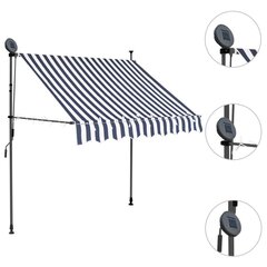 Sisäänkelattava markiisi LED-valoilla 150 cm sininen/valkoinen hinta ja tiedot | Aurinkovarjot ja markiisit | hobbyhall.fi